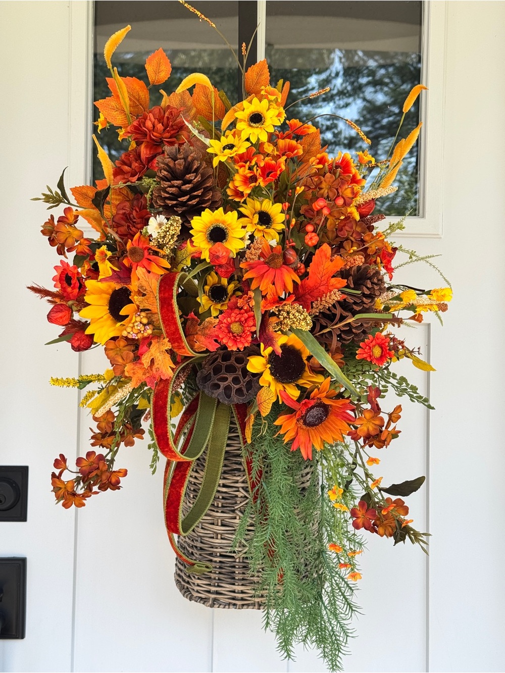 Autumn Rattan Basket Door Arrangement/Floral Arrangement - Picture 10 of 11